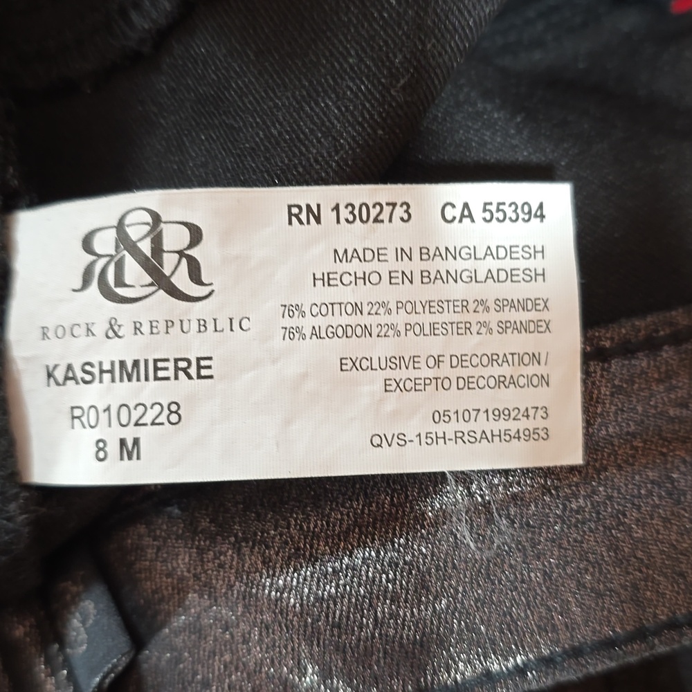 Rock & Republic Shiny Metallic "Kashmiere" Skinny Jeans Size 8 NWT - Picture 10 of 13